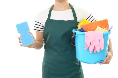 Professional cleaner in Clapham tidying a modern home interior