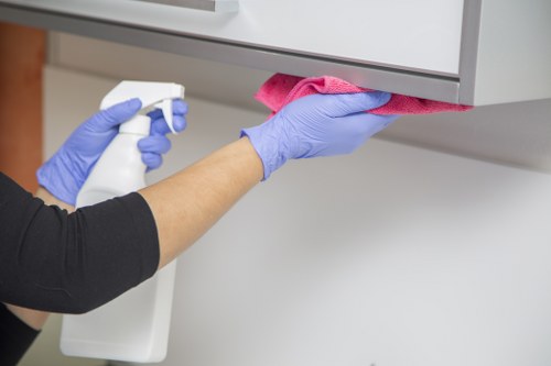 Cleaning a modern office kitchen in Clapham